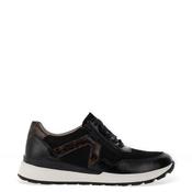 Caprice Wide Fit Suede Comfort Trainers, Black Leopard