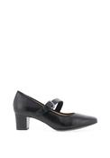 Caprice Wide Fit Leather Buckle Heeled Shoes, Black image