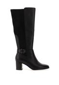 Caprice Wide Fit Leather Knee High Heeled Boots, Black image