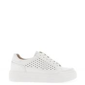 Caprice Nappa Leather Cut Out Detail Metallic Trainers, White