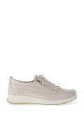 Caprice Wide Fit Shimmering Distressed Leather Comfort Trainers, Pearl Beige image