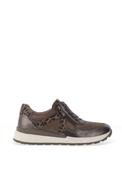 Caprice Wide Fit Suede Comfort Trainers, Taupe image