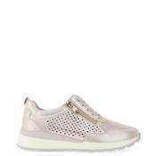 Caprice Shining Diamond Perforated Leather Trainers, Taupe image