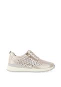 Caprice Shining Diamond Perforated Leather Trainers, Taupe image