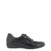 Caprice Wide Fit Leather Comfort Trainers, Black image