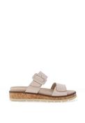 Caprice Wide Fit Patent Leather Platform Mule Sandals, Cream image