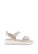 Caprice Wide Fit Leather Shimmer Velcro Sandals, Taupe image