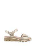 Caprice Wide Fit Leather Velcro Strap Sandals, Gold image