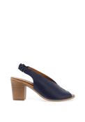 CARL SCARPA Buttercup Leather Peep Toe Sling Back Heeled Sandals, Navy image