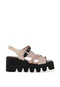 CARL SCARPA Struzini Wedge Leather Multi Strap Sandals, Black &amp; Beige image