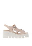 CARL SCARPA Struzini Wedge Leather Multi Strap Sandals, Pink &amp; Rose Gold image