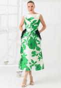 Caroline Kilkenny Dee Floral Feather Trim Dress, Green image