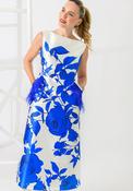Caroline Kilkenny Dee Floral Feather Trim Dress, Blue image
