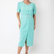 Caroline Kilkenny Carrie Button Belted Pencil Dress, Turquoise