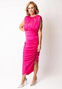 Caroline Kilkenny Lilac Asymmetric Ruched Pencil Dress, Cerise Pink image