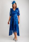 Cassandra Chiffon Pleated Midi Dress, Blue image