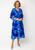 Cassandra Cowl Neck with 3D Floral Detail Midi Dress, Blue image