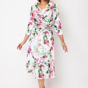 Cassandra Carly Floral V-Neck Floral Midi Dress, White Multi image