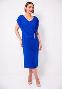 Cassandra Pelo Pleated Panel Pencil Dress, Blue image