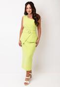 Casting One Shoulder Peplum Pencil Dress, Lime Green image