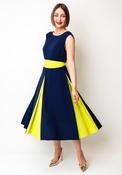 Casting Belted Colour Block Midi Dress, Navy and Lime image