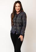 Castle of Ireland Check Print Knit Jacket, Navy image