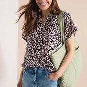 Cecil Linen Leopard Short Sleeve Shirt, Burgundy image
