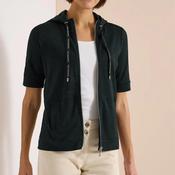 Cecil Short Sleeve Zip Through Hoodie, Dark Navy
