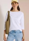 Cecil Boat Neck Cropped Sleeve Top, White image