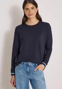 Cecil Ribbed Cuff Long Sleeve Top, Navy image