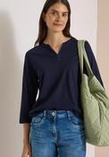 Cecil Notch Neck Elastic Trim Top, Navy image