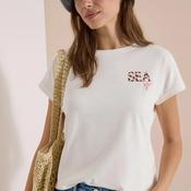 Cecil Embroidered Motif Elastic Hem Top, Off White image