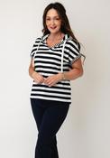 Cecil Sleeveless Striped Hoodie, Black and White image
