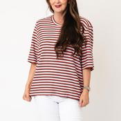 Cecil Striped Knit Round Neck Top, Red Multi