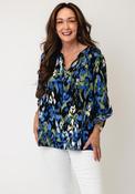 Cecil Geometric Print with Notched Neckline Blouse, Navy Multi image