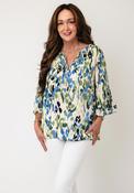 Cecil Geometric Print with Notched Neckline Blouse, Beige Multi image
