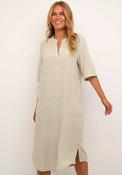 Kaffe Milia Kaftan Striped Linen Blend Midi Dress, Chinchilla image