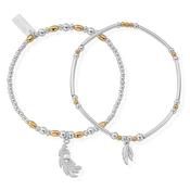 ChloBo Strength &amp; Courage Set of 2 Bracelets, Silver &amp; Gold