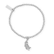 ChloBo Cute Charm Feather Heart Bracelet, Silver image
