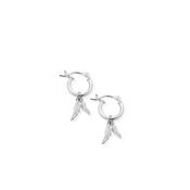 ChloBo Double Feather Hoops Earrings, Silver image