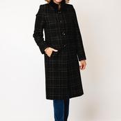 Christina Felix Check Print Boucle Coat, Black