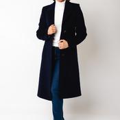 Christina Felix Classic Tailored Wool Cashmere Blend Long Coat, Navy
