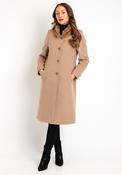 Christina Felix Faux Fur Collar Wool Long Coat, Camel image