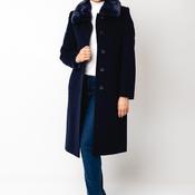 Christina Felix Faux Fur Collar Wool Cashmere Coat, Navy image