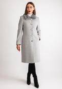 Christina Felix Faux Fur Collar Wool Cashmere Coat, Grey image