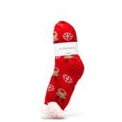 Serafina Collection Reindeer Long Fleece Socks, Red image