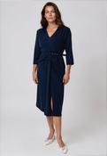 Coco Doll Jazz Belted V Neck Midi Dress, Navy image