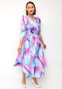 Coco Doll Abstract Ombre Wrap Dress, Blue &amp; Pink image