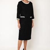 Coco Doll Trim Detail Midi Dress, Black and White image