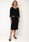 Coco Doll Trim Detail Midi Dress, Black and White image